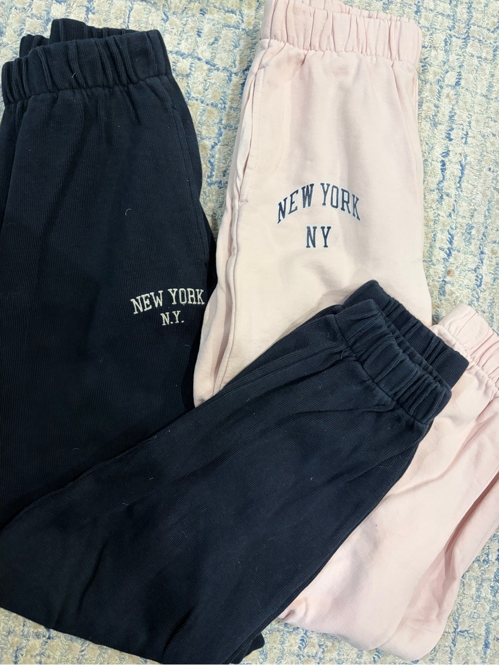 Brandy Melville Pink & Navy New York NY Sweatpants - Twin Pack